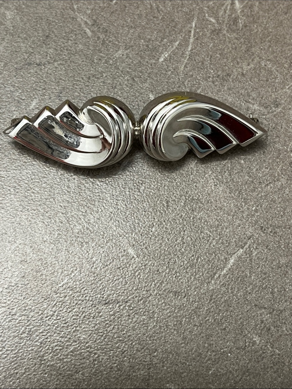 Silver-Tone Wing Brooch - Classic Metallic Style 2”